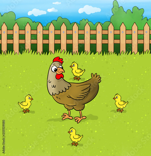 In front, behind, to the right, to the left. Chickens and chicks. Math activity.
