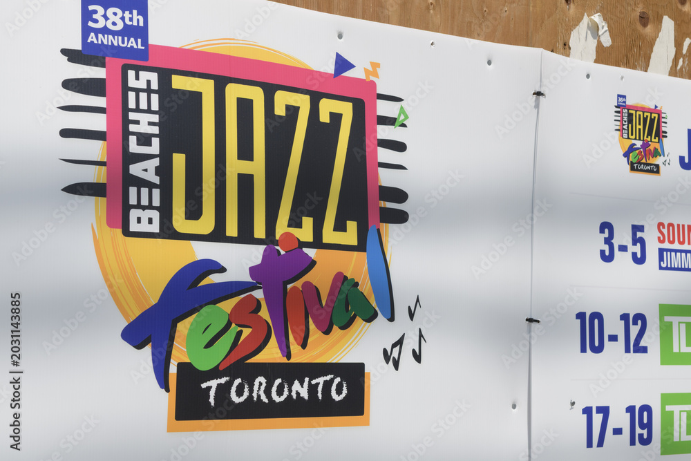 Naklejka premium poster for the 38th Beaches Jazz Festival on a plywood hoarding, Toronto
