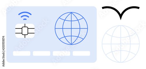 Tableau sur toile Global communication, digital identity, secure transactions, wireless technology, smart cards, networking