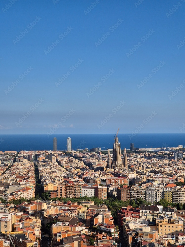 Obraz premium Panoramic aerial view of Barcelona Spain