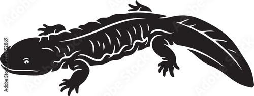 Bild auf Leinwand Black silhouette of an axolotl a stylized amphibian illustration for science and