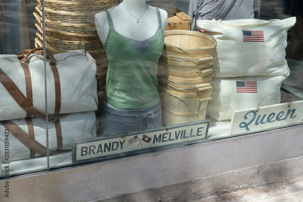 Naklejka premium display window with merchandise at Brandy Melville, a clothing store, located at 326 Queen St W, Toronto