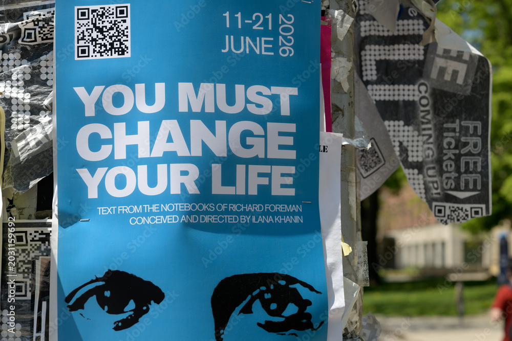 Naklejka premium street posters in Toronto (“You Must Change Your Life” Alumnae Theatre production)