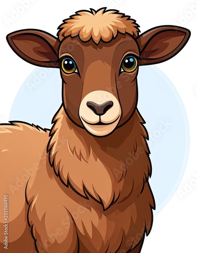 Cute cartoon sheep illustration closeup portrait.