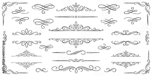 Bild auf Leinwand Luxury calligraphic text dividers and ornate frame corners decoration set