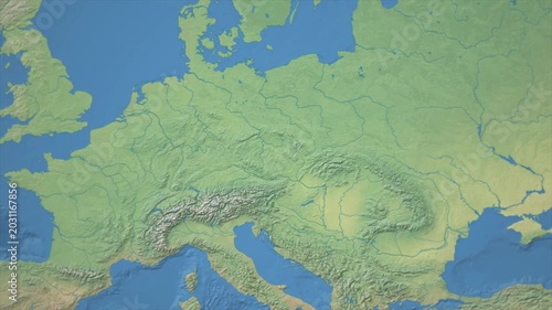 Cinematic Zoom from World Map to CZECH REPUBLIC Terrain Map, Earth Navigation Animation