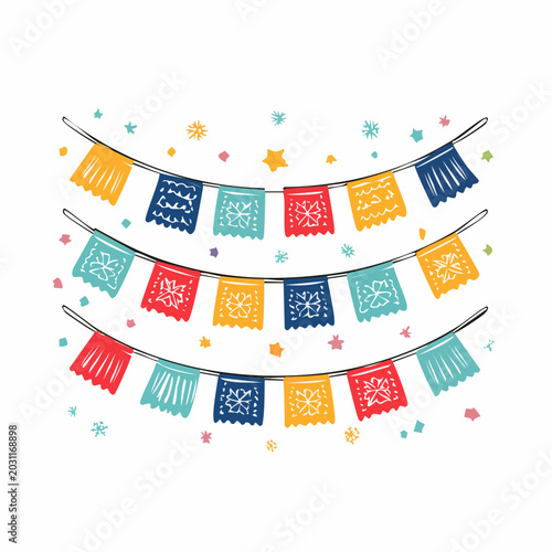 Papel Picado Bunting with Confetti