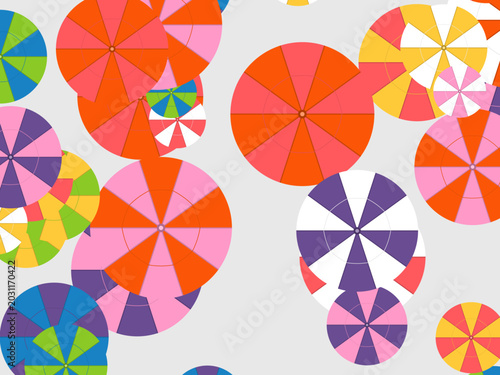 Rainbow Umbrellas Aerial View Pattern Design