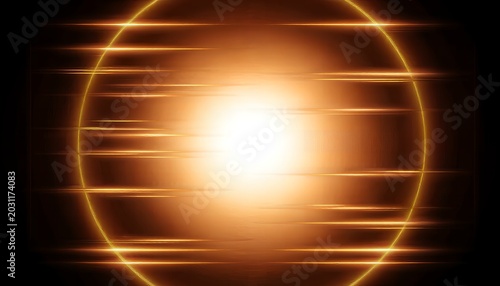 A bright and glowing sun with yellow streaks radiating from it against a dark background in space