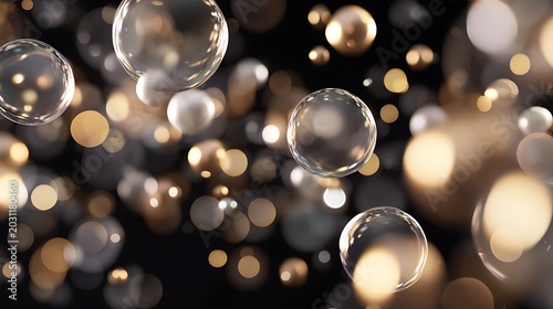 Luxury Golden Bokeh Bubbles Abstract Glitter Background