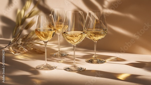 Elegant White Wine Glasses Luxury Celebration Background