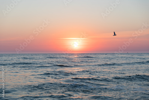 Tableau sur toile Marine landscape of Baltic Sea coast in Poland at sunrise