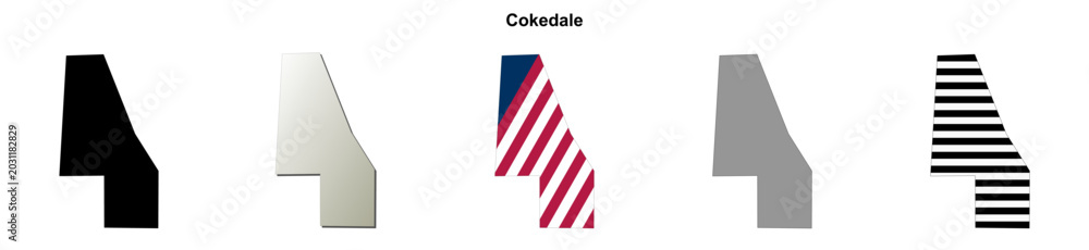 Fototapeta premium Cokedale (Colorado) blank outline map set