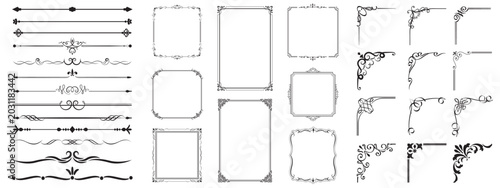 Tableau sur toile Luxury vintage ornamental frame collection featuring elegant borders, decorative dividers and floral flourishes for invitations, certificates, branding and premium editorial design