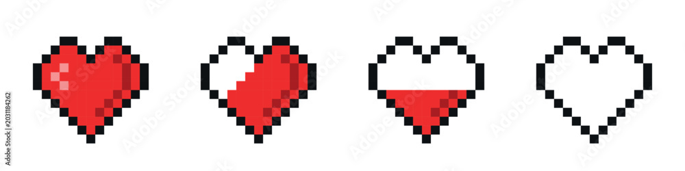 Fototapeta premium Heart pixelated health indicator illustration collection