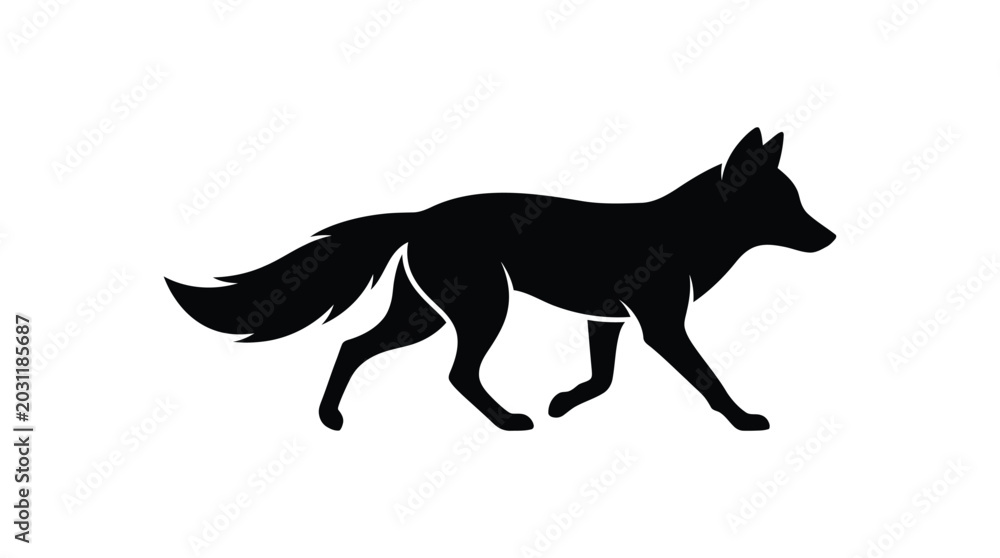Fototapeta premium fox silhouette on white background