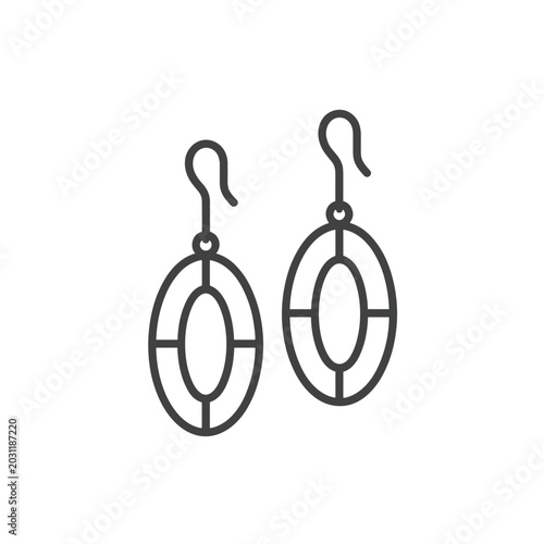 Obraz na płótnie Outline of Oval Earrings on White Background accessory