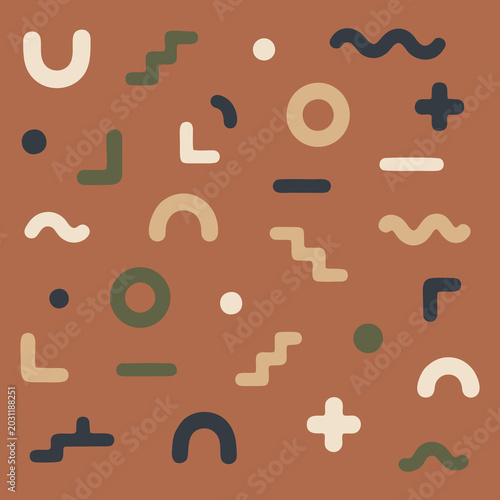 Minimalist Memphis Abstract Pattern with Earth Tone Colors