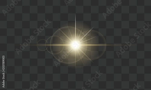 Glowing light effect with rays for design