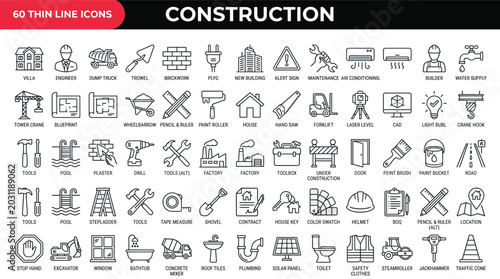 Foto Construction line icons set