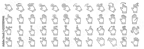 Photos Touchscreen gesture hand icons on transparent background