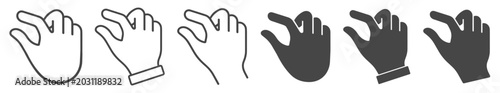 Fotografie Hand gesture icons showing pinch sign in various outline and silhouette styles