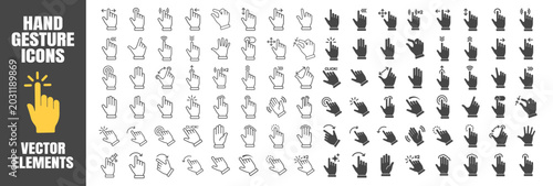 Bild auf Leinwand Hand gesture icon set on transparent background