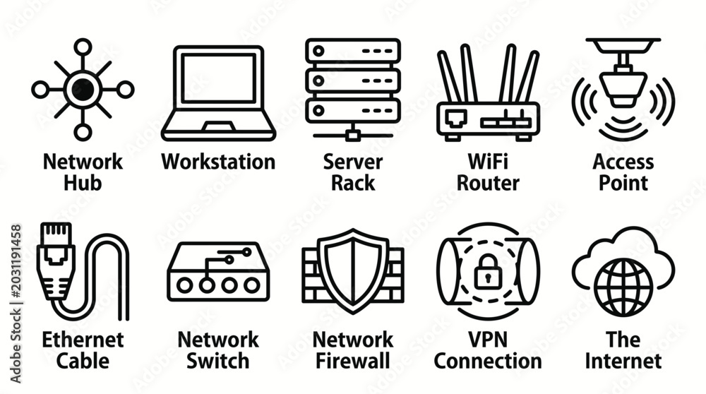 Fototapeta premium Network infrastructure with workstation and server rack