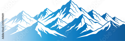 Blue and white mountain range mountains peak summit