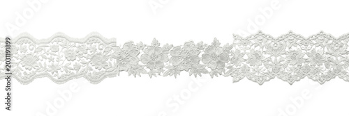 Set of Decorative White Lace Trim Ribbons Horizontal Floral Border Patterns PNG Oil Paint
