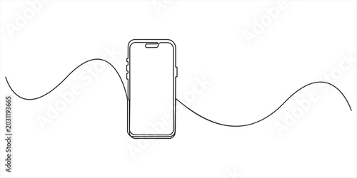Tableau sur toile Mobile phone one line drawing