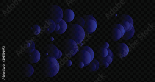 Bild auf Leinwand Blue bubbles floating with checkered pattern