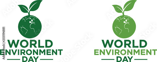 Cuadro en lienzo World environment day logo with green globe and leaves