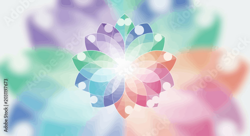 Cuadro en lienzo Vibrant abstract floral design radiating light and positive energy, showcasing a