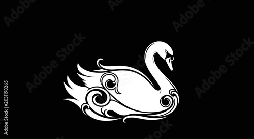 Foto Ornate and graceful white swan vector art, a stylized decorative bird with intri
