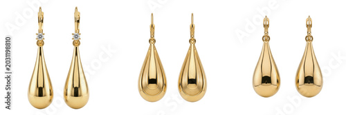 Quadro su tela Set and collection of luxury elegant golden teardrop earrings pair premium fashi