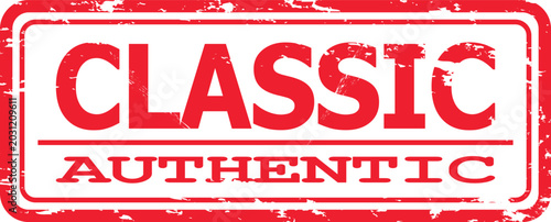 Obraz na płótnie Classic Authentic Stamp, Vintage Red Seal, Retro Certified Mark, Grunge Design E