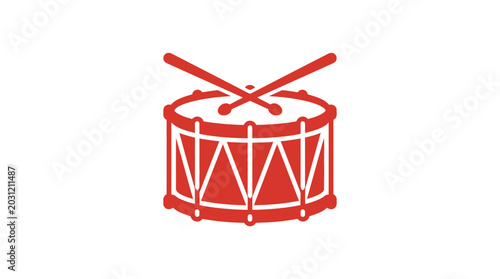 Foto snare drum with crossed drumsticks red vector illustration