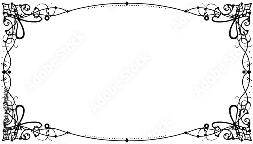 Decorative rectangular filigree border with elegant corner flourishes.