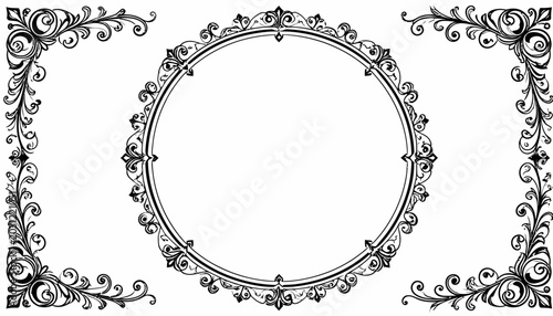 Decorative vintage oval frame with floral flourish borders.