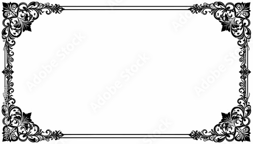 Decorative vintage rectangular frame with floral corner flourishes.