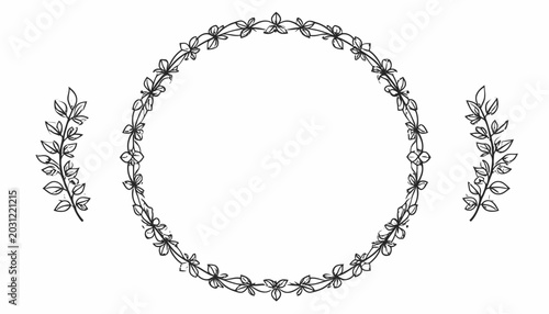 Elegant floral wreath frame with leaf accents.