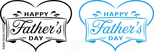 Happy Fathers Day Heart Logo Black And Blue vector