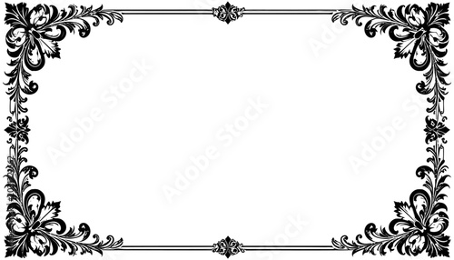 Intricate rectangular floral border with baroque scrollwork.