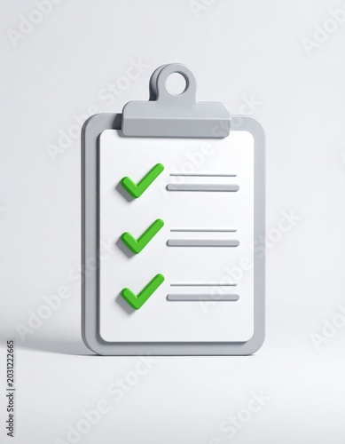 A clipboard with a list and three green checkmarks