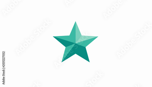 Five-pointed faceted teal star icon on white background.
