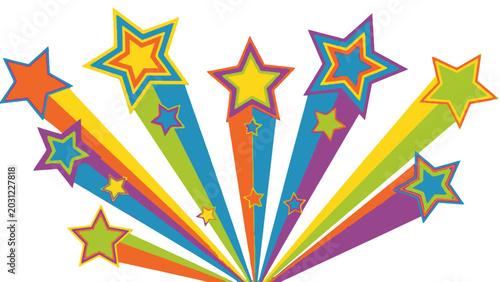 Canvastavla Explosion of Color: A vibrant burst of colorful stars radiates outwards, creating a dynamic and celebratory visual that signifies excitement and achievement