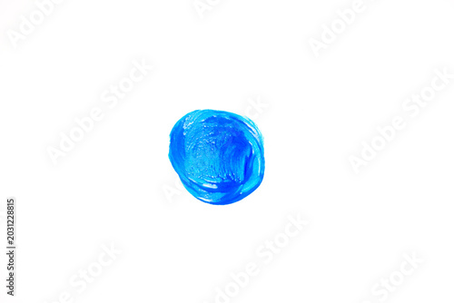 Cuadro en lienzo Hand painted blue gouache acrylic paint blot spot splatter