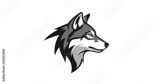 Konstfotografi Stylized Wolf Head Profile, Vector Art, Fierce and Alert