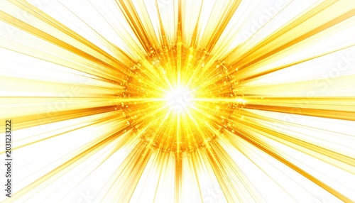 Intense bright golden burst of light radiating outwards